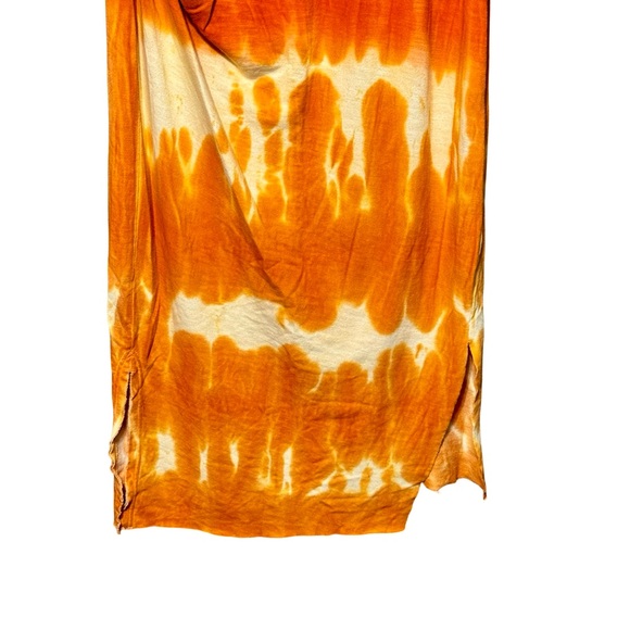 Free People Tie Dye Orange Midi Length Boho Top Dress size medium - Picture 5 of 14